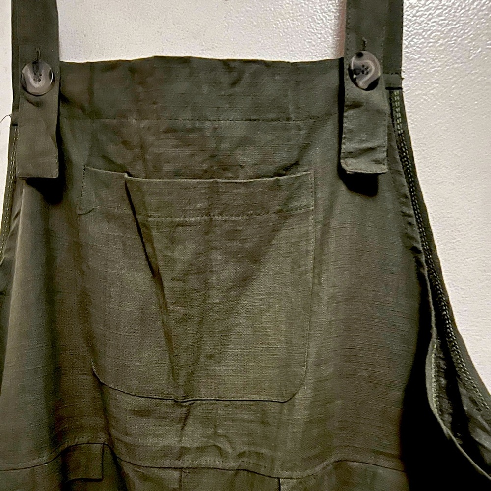 Olive Green linen overalls